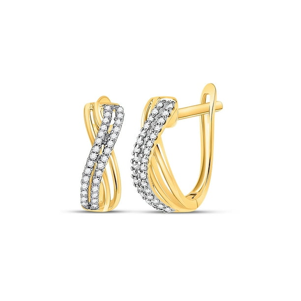 10kt Yellow Gold Womens Round Channel-set Diamond Hoop Earrings 1/8 Cttw 10kt Yellow Gold Womens Round Channel-set Diamond Hoop Earrings 1/8 Cttw
